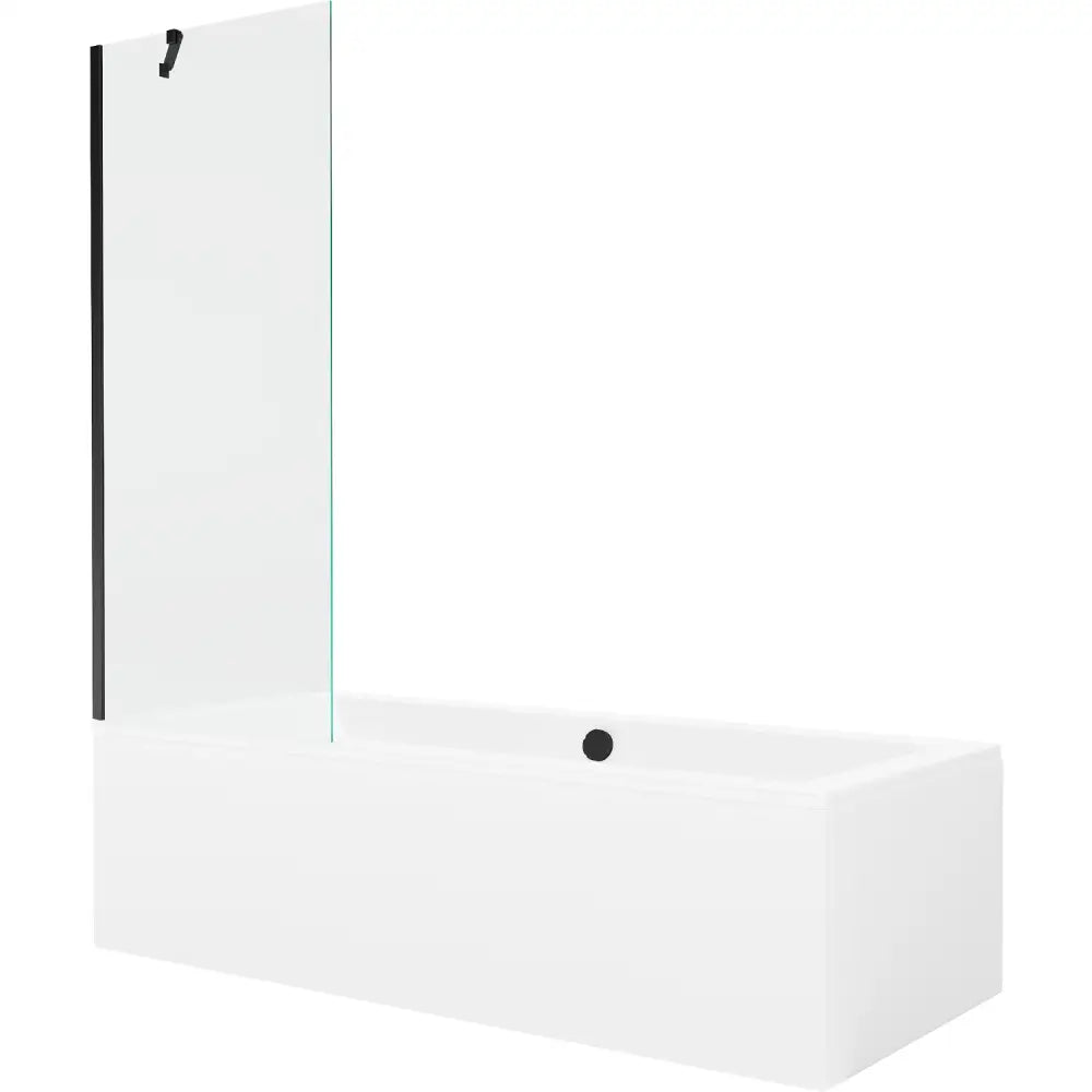Mexen Cube Rektangulært Badekar 180x80 Cm med Kabinett og Enkelt-vinget 70 Cm Dusjvegg Gjennomsiktig Svart - 550518080x