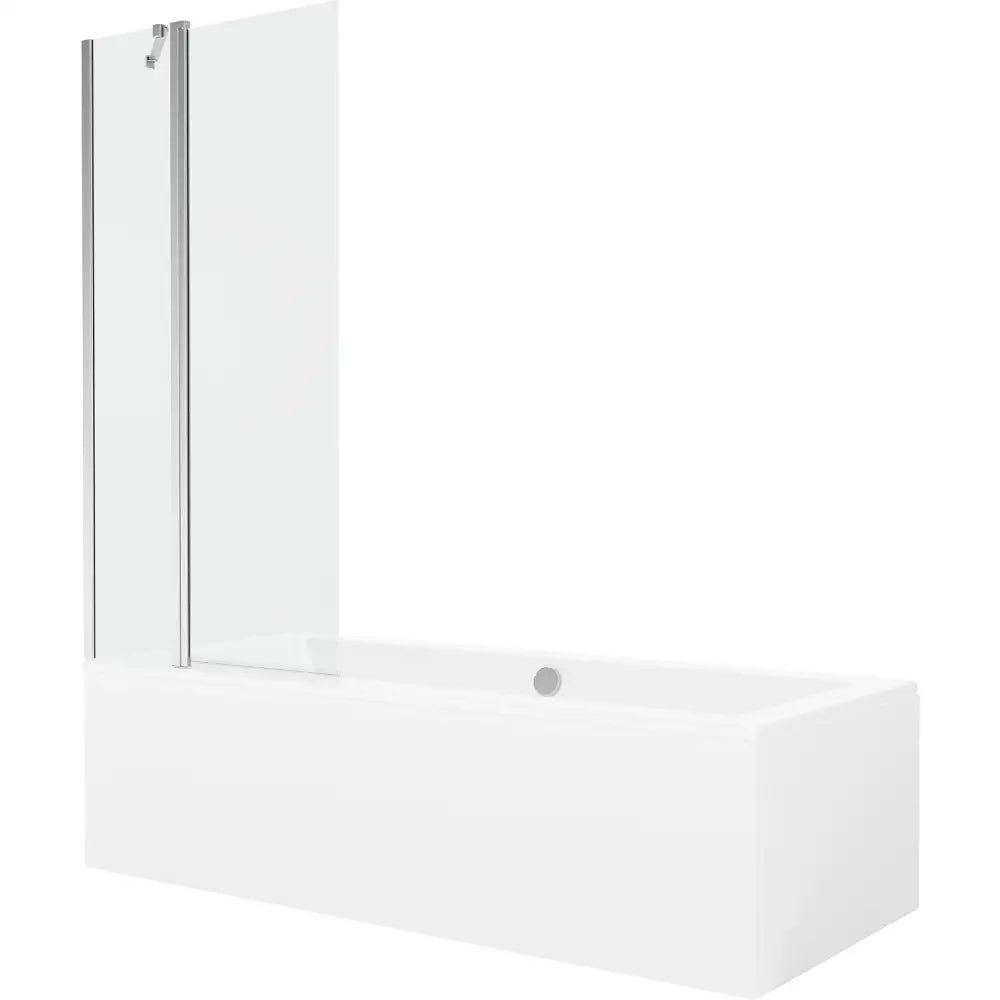 Mexen Cube Rektangulært Badekar 180x80 Cm med Kabinett og Enkeltfolds Dør 80 Cm Gjennomsiktig Krom - 550518080x