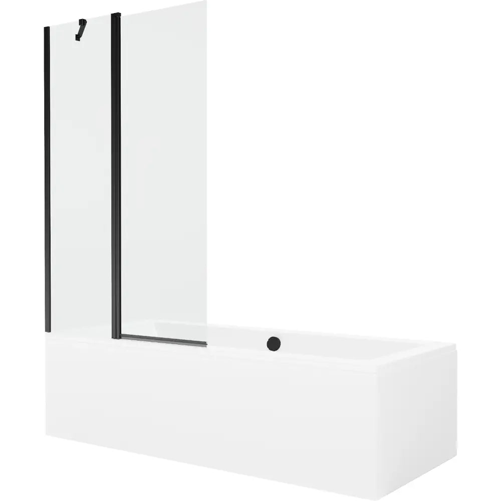 Mexen Cube Rektangulært Badekar 180x80 Cm med Kabinett og Enkeltfløyels Dørskjerm 100 Cm Gjennomsiktig Svart