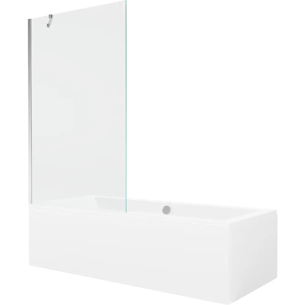 Mexen Cube Rektangulært Badekar 180x80 Cm med Kabinett og Enkel-vinget 100 Cm Skjerm Gjennomsiktig Krom - 550518080x