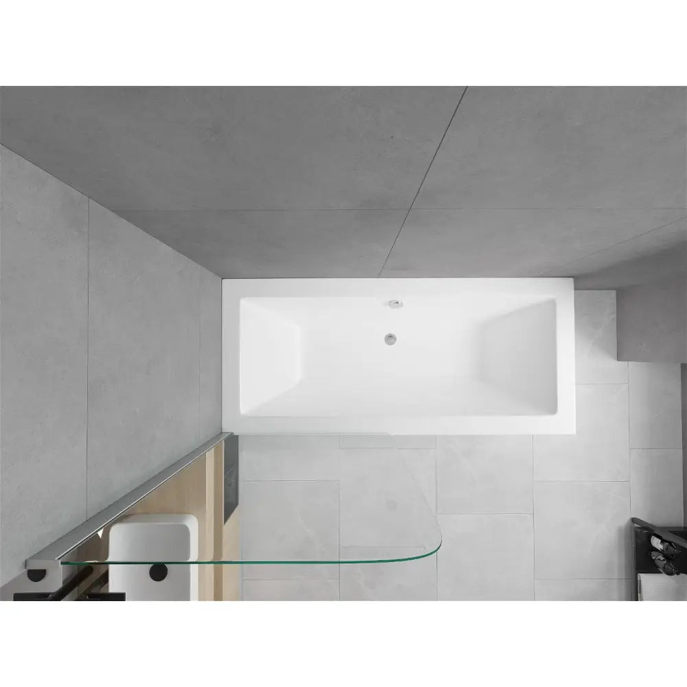 Mexen Cube Rektangulært Badekar 180x80 Cm med Kabinett og Enkeltfløyet 70 Cm Dørskjerm Gjennomsiktig Krom - 550518080x