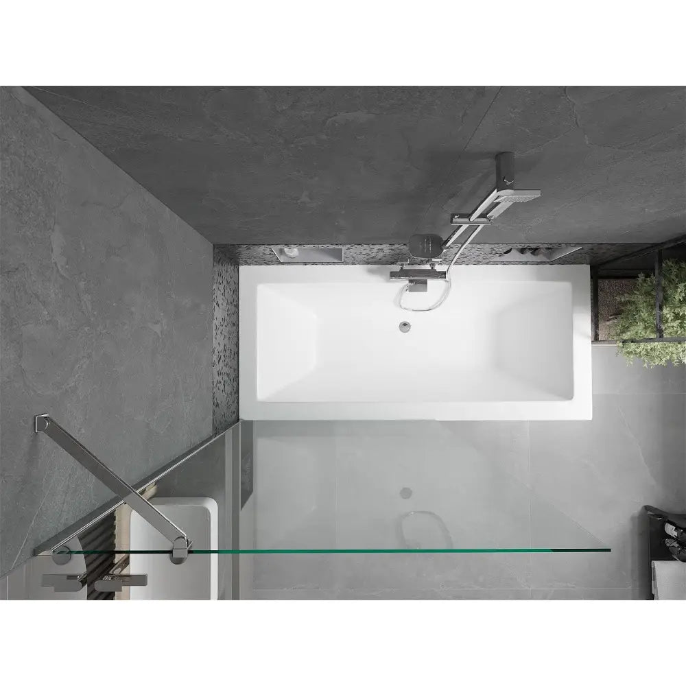 Mexen Cube Rektangulært Badekar 180x80 Cm med Kabinett og Enkel-vinget 100 Cm Skjerm Gjennomsiktig Krom - 550518080x