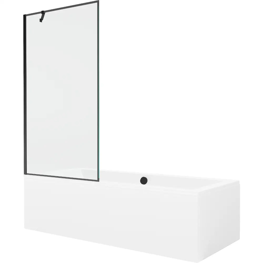 Mexen Cube Rektangulært Badekar 180x80 Cm med Kabinett og Enkeltfløy 90 Cm Dusjvegg Svart Mønster - 550518080x