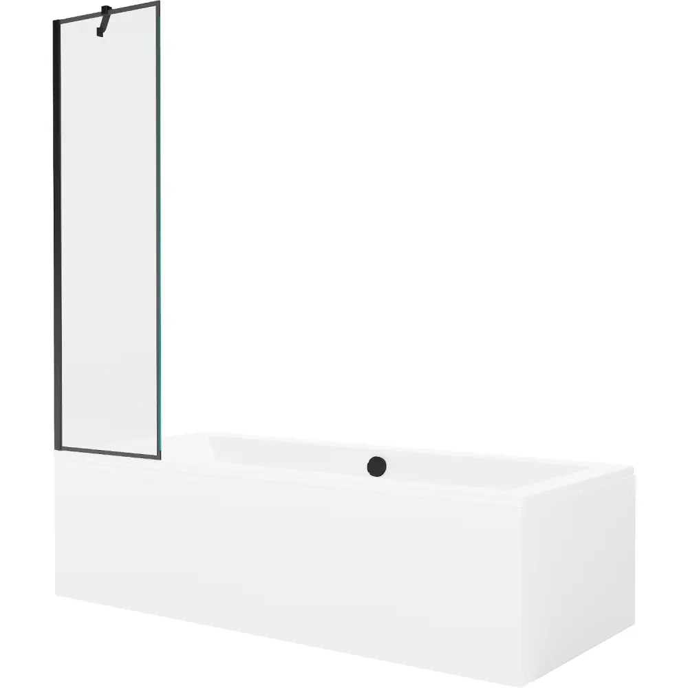 Mexen Cube Rektangulært Badekar 180x80 Cm med Kabinett og Enkeltdørs Dusjvegg 50 Cm Svart Mønster - 550518080x