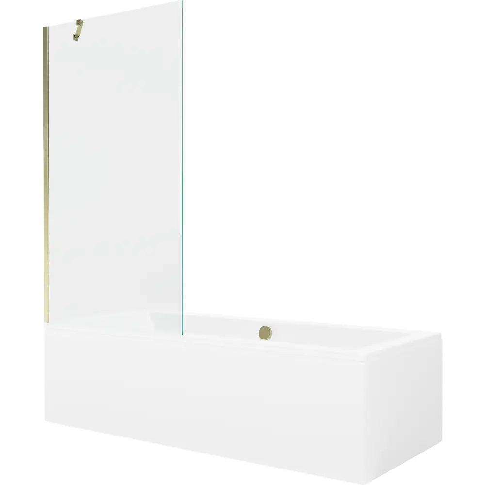 Mexen Cube Rektangulært Badekar 180x80 Cm med Kabinett og Enkeltvegget 90 Cm Dusjvegg Gjennomsiktig Gull - 550518080x