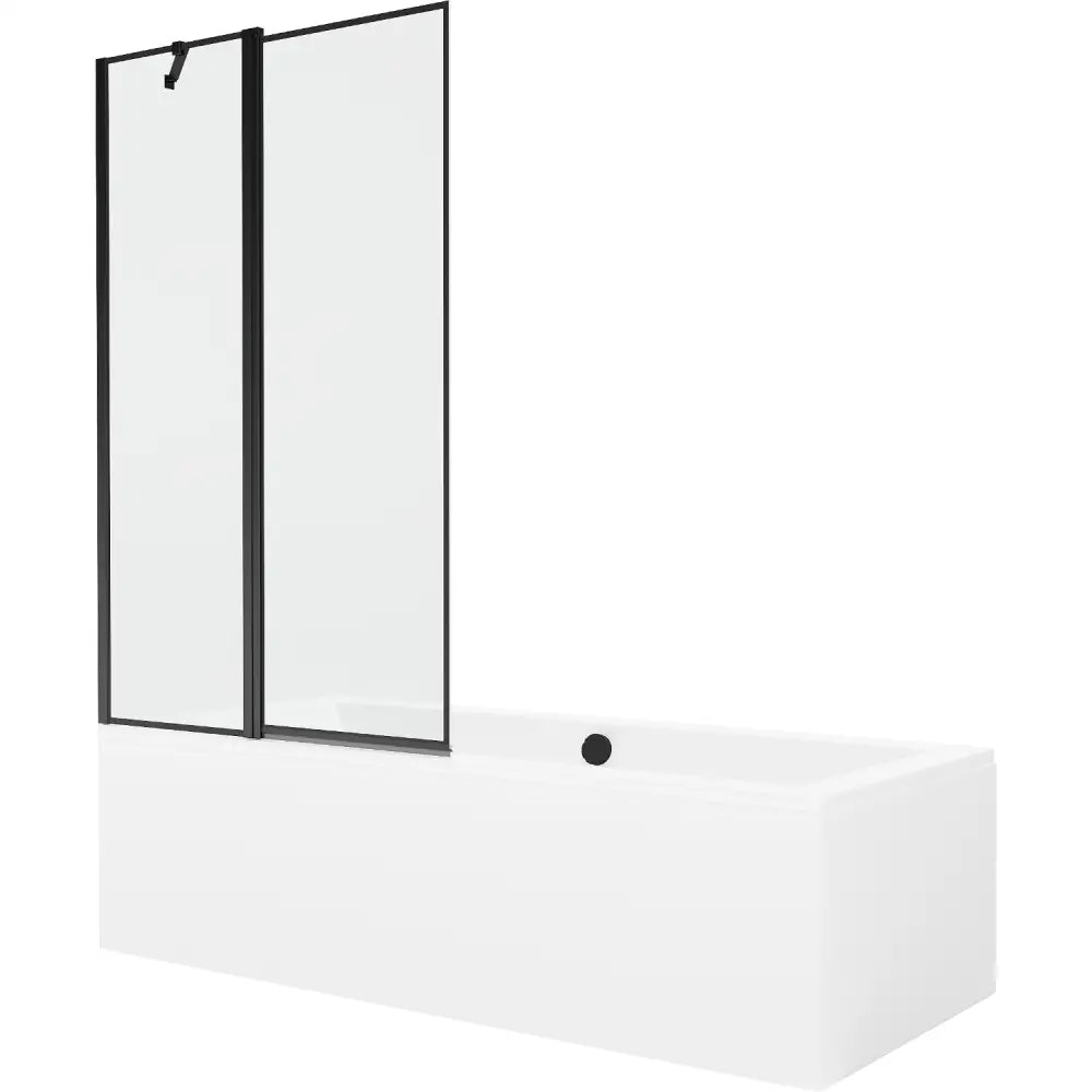 Mexen Cube Rektangulært Badekar 180x80 Cm med Kabinett og Enkeltfløyels Skjerm 100 Cm Svart Mønster - 550518080x