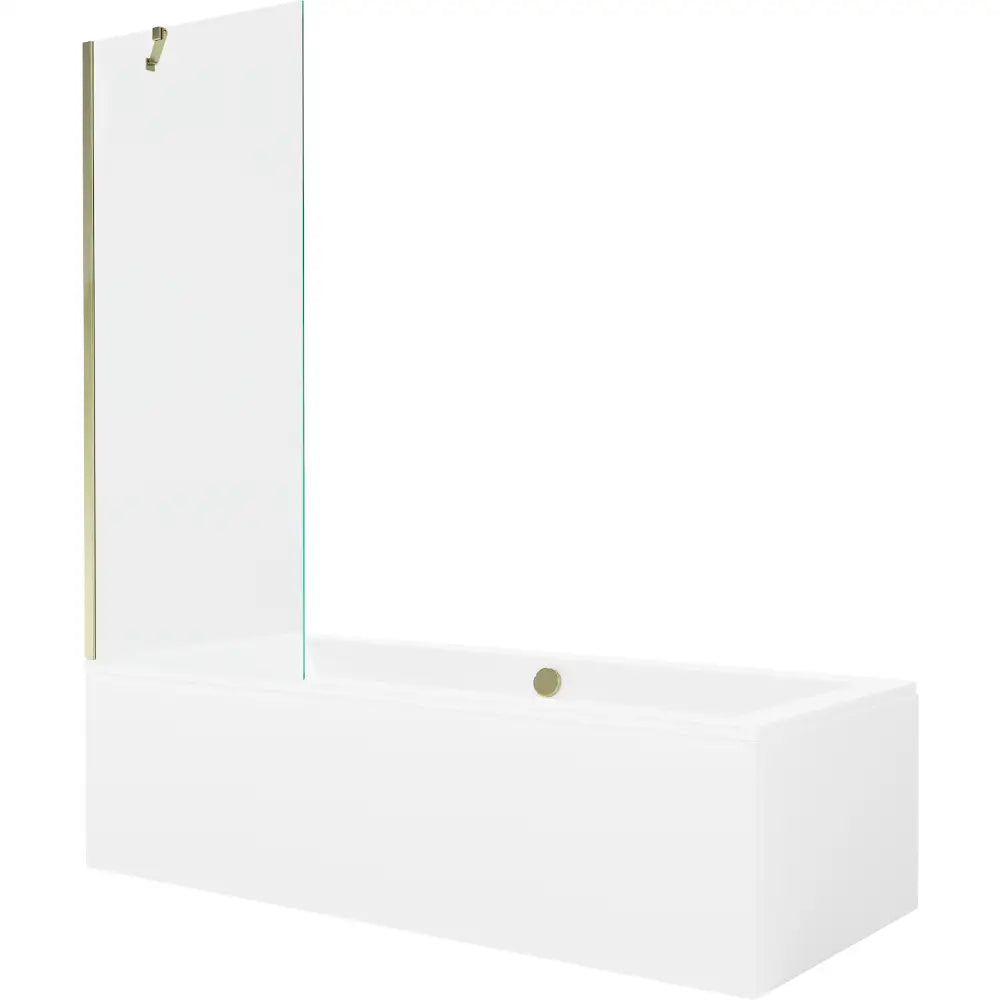Mexen Cube Rektangulært Badekar 180x80 Cm med Kabinett og Enkeltdørsvegg 70 Cm Gjennomsiktig Gull - 550518080x
