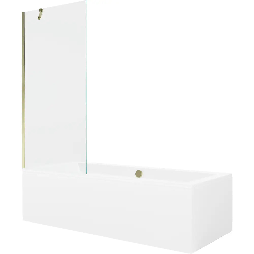 Mexen Cube Rektangulært Badekar 180x80 Cm med Kabinett og Enkeltdørs Dusjvegg 80 Cm Gjennomsiktig Gull - 550518080x