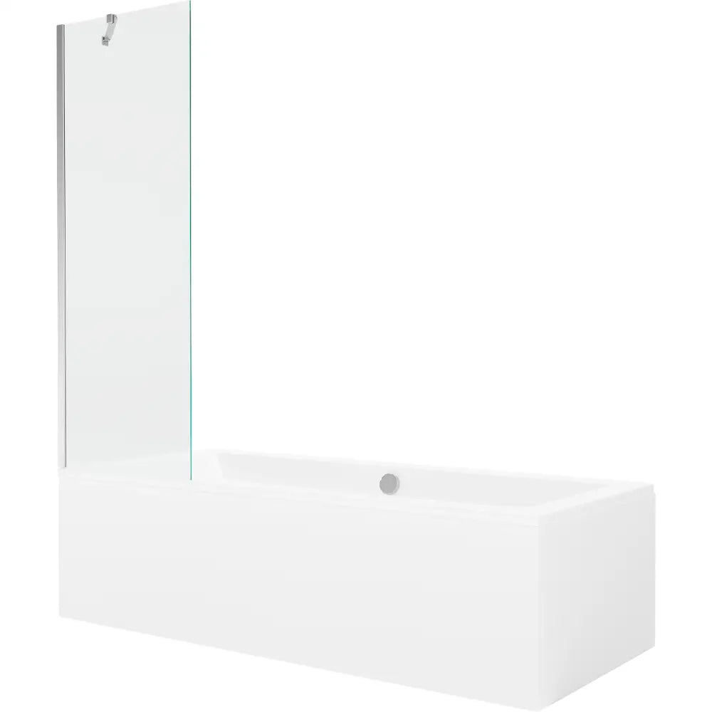 Mexen Cube Rektangulært Badekar 180x80 Cm med Kabinett og Enkeltdørs 60 Cm Skjerm Gjennomsiktig Krom - 550518080x