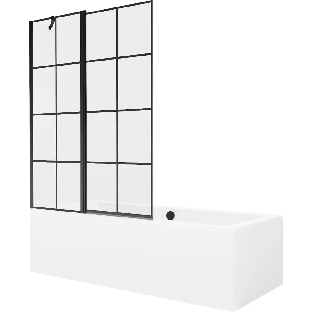 Mexen Cube Rektangulært Badekar 180x80 Cm med Kabinett og Enkeltfløyet Dusjvegg 120 Cm Svart Mønster - 550518080x
