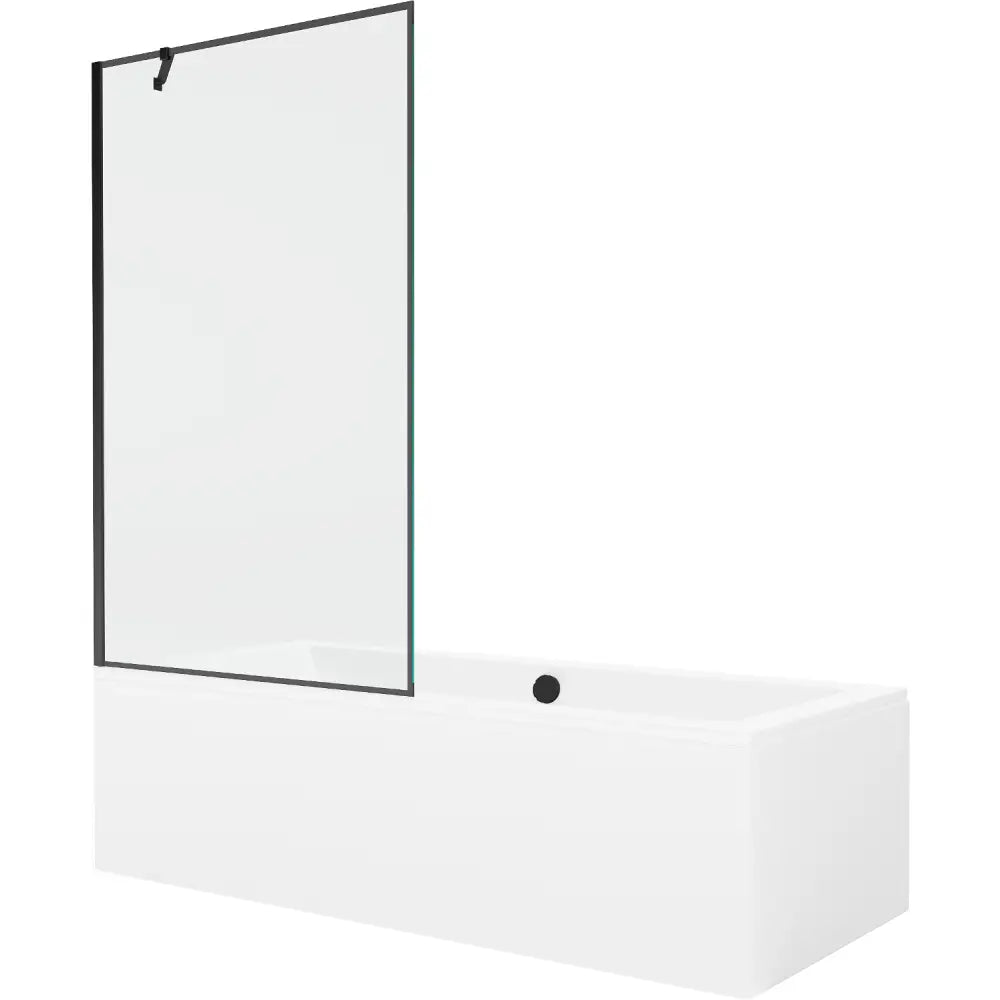 Mexen Cube Rektangulært Badekar 180x80 Cm med Kabinett og Enkeltdørs Dusjvegg 100 Cm Svart Mønster - 550518080x