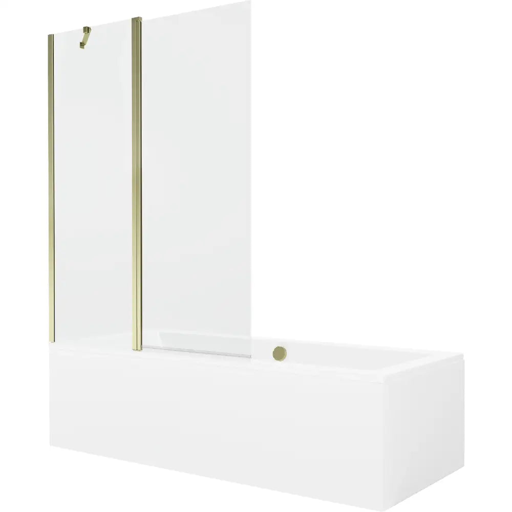 Mexen Cube Rektangulært Badekar 180x80 Cm med Kabinett og Enkeltfløyelsdørskjerm 120 Cm Gjennomsiktig Gull - 550518080x