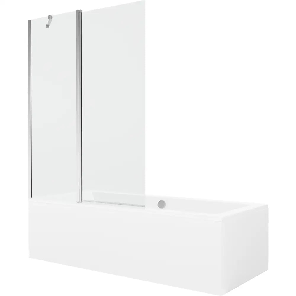 Mexen Cube Rektangulært Badekar 180x80 Cm med Kabinett og 1-delt Dusjvegg 120 Cm Gjennomsiktig Krom - 550518080x