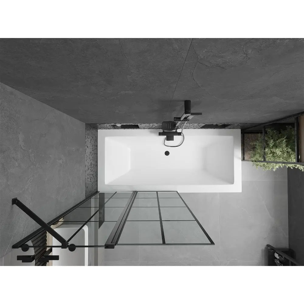 Mexen Cube Rektangulært Badekar 180x80 Cm med Kabinett og 1-delt Dusjvegg 100 Cm Svart Mønster - 550518080x