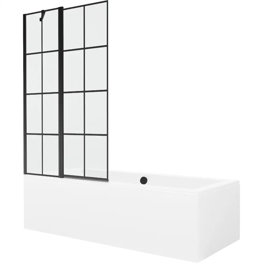 Mexen Cube Rektangulært Badekar 180x80 Cm med Kabinett og 1-delt Dusjvegg 100 Cm Svart Mønster - 550518080x