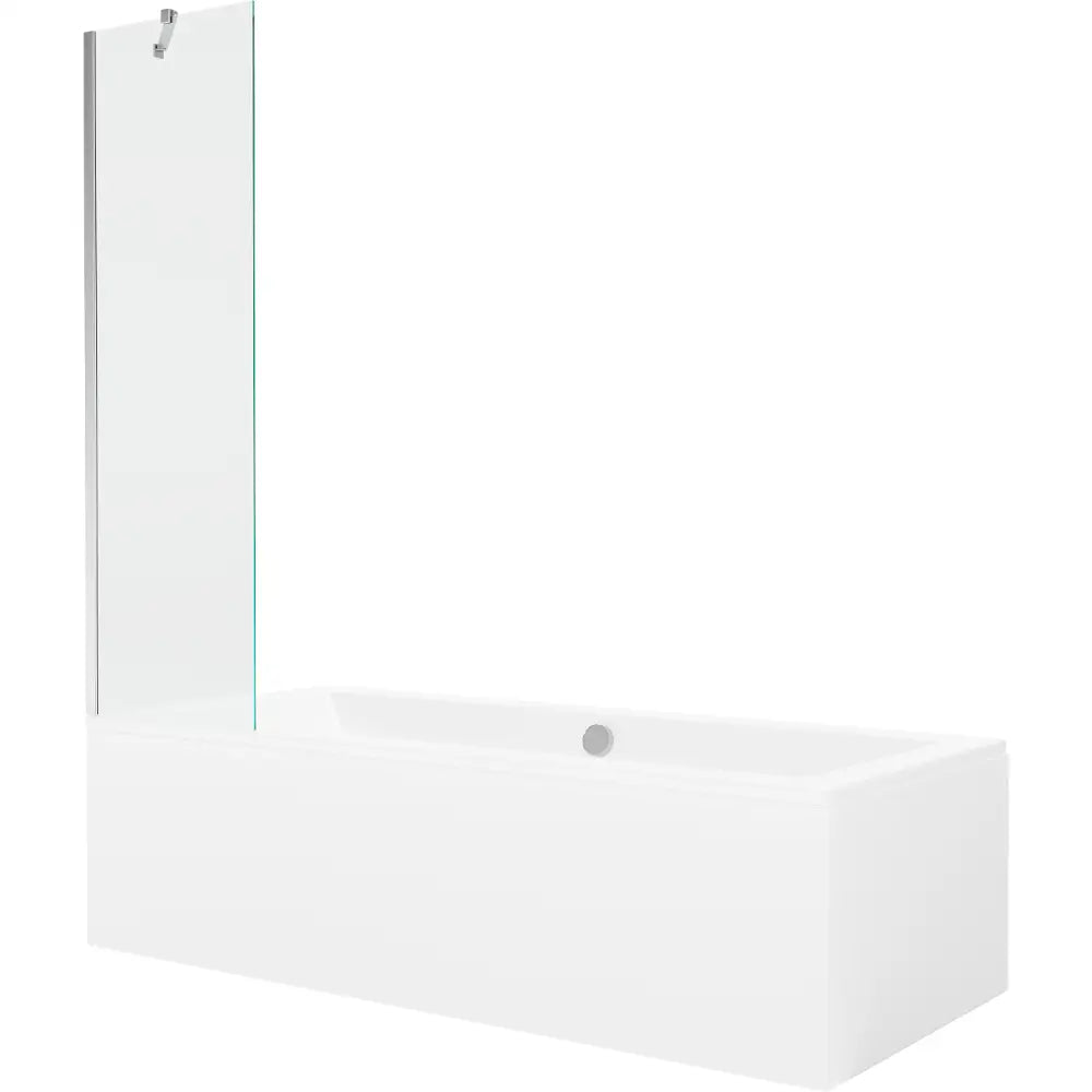 Mexen Cube Rektangulært Badekar 180x80 Cm med Kabinett og 1-dørs Skjerm 50 Cm Gjennomsiktig Krom - 550518080x