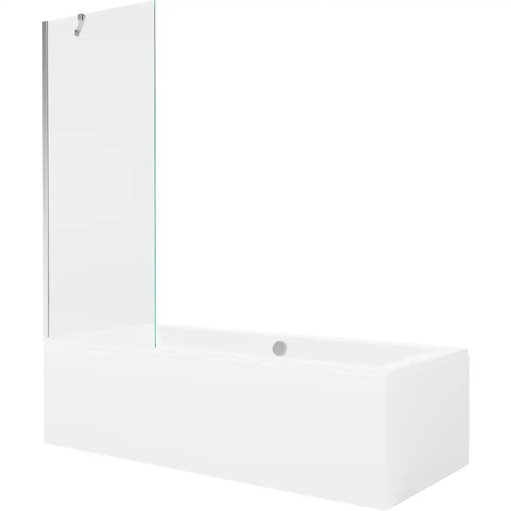 Mexen Cube Rektangulært Badekar 180x80 Cm med Kabinett og 1-dørs Dusjvegg 70 Cm Gjennomsiktig Krom - 550518080x