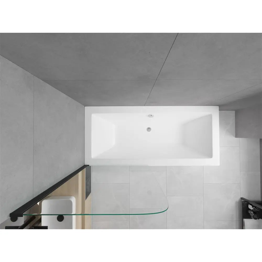 Mexen Cube Rektangulært Badekar 180x80 Cm med Kabinett og 1-dørs Dusjvegg 70 Cm Gjennomsiktig Svart - 550518080x