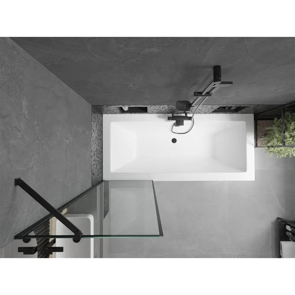 Mexen Cube Rektangulært Badekar 180x80 Cm med Kabinett og 1-dørs Dusjvegg 60 Cm Svart Mønster - 550518080x