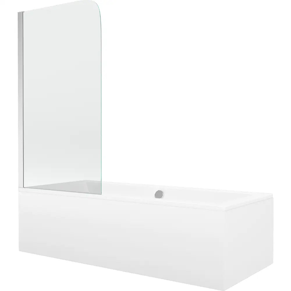 Mexen Cube Rektangulært Badekar 180x80 Cm med Kabinett og 1-dørs Skjerm 80 Cm Gjennomsiktig Krom - 550518080x