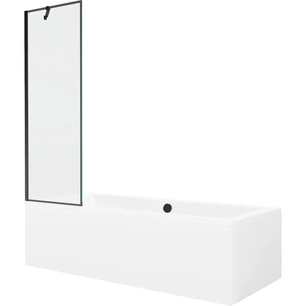 Mexen Cube Rektangulært Badekar 180x80 Cm med Kabinett og 1-dørs Dusjvegg 60 Cm Svart Mønster - 550518080x