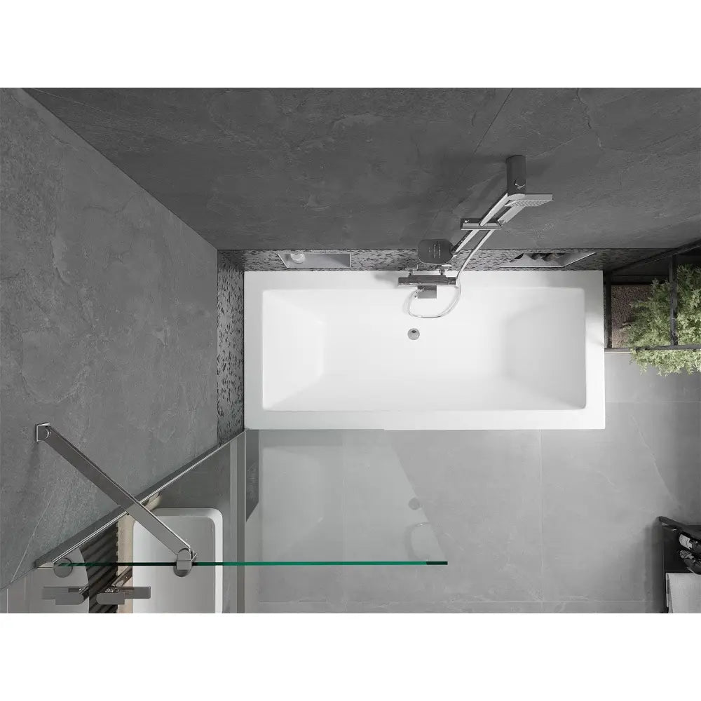 Mexen Cube Rektangulært Badekar 180x80 Cm med Kabinett og 1-dørs Dusjvegg 70 Cm Gjennomsiktig Krom - 550518080x