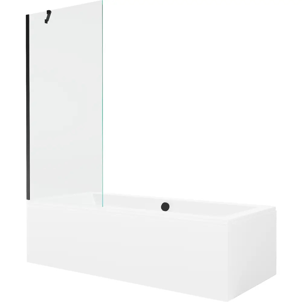 Mexen Cube Rektangulært Badekar 180x80 Cm med Kabinett og 1-fløyet 80 Cm Dusjvegg Gjennomsiktig Svart - 550518080x