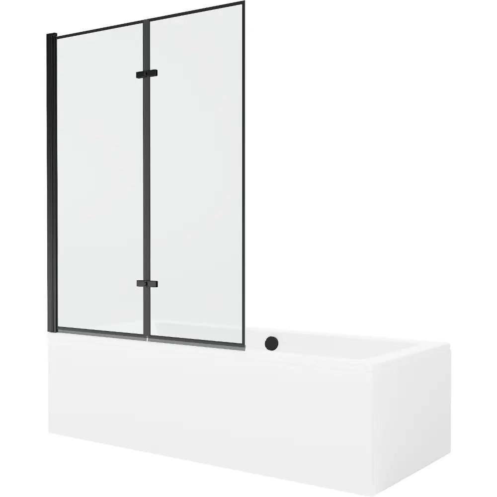 Mexen Cube Rektangulært Badekar 180x80 Cm med Kabinett og 2-delt Dusjvegg 120 Cm Svart Design - 550518080x