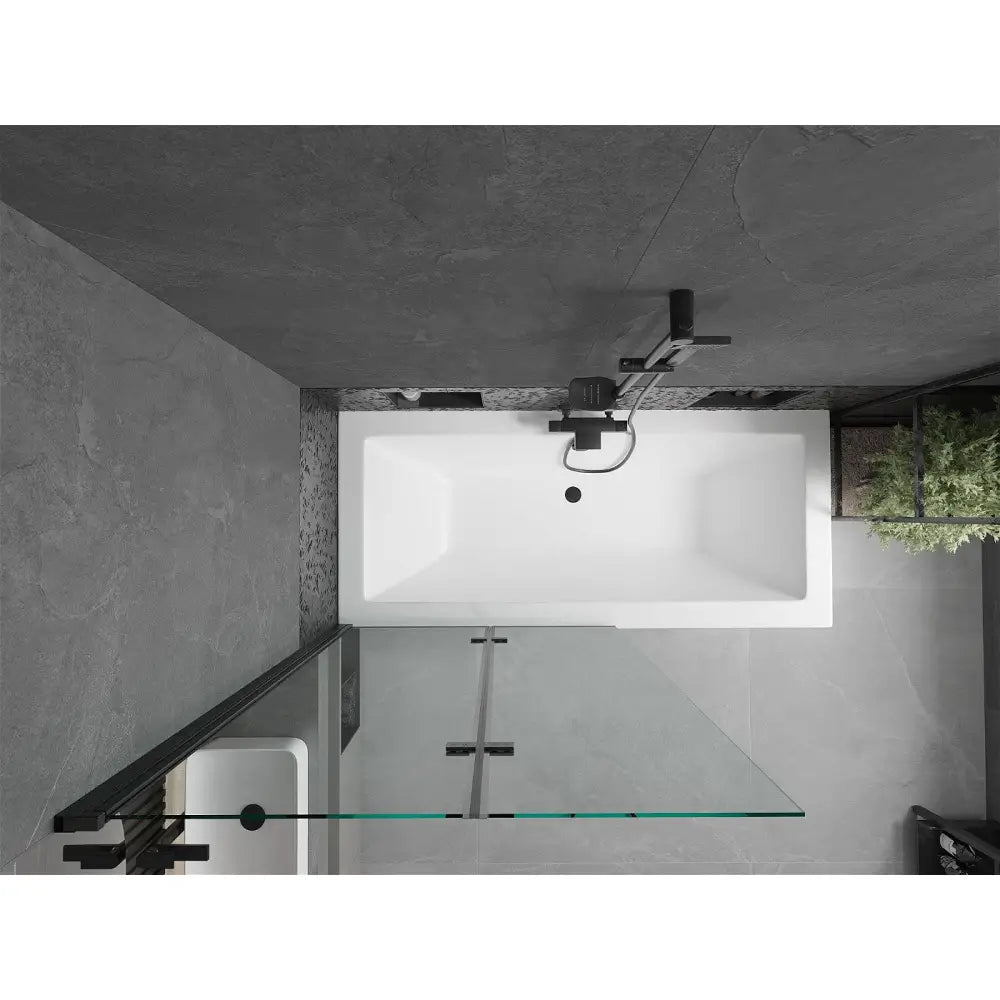 Mexen Cube Rektangulært Badekar 180x80 Cm med Kabinett og 2-delt Dør 100 Cm Gjennomsiktig Svart - 550518080x