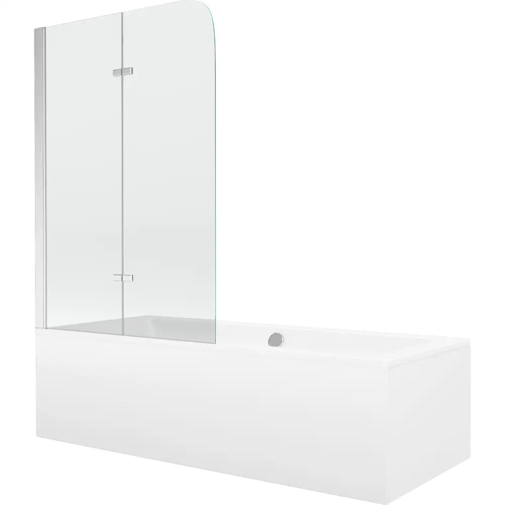 Mexen Cube Rektangulært Badekar 180x80 Cm med Kabinett og 2-delt Dusjdør 80 Cm Gjennomsiktig Krom - 550518080x