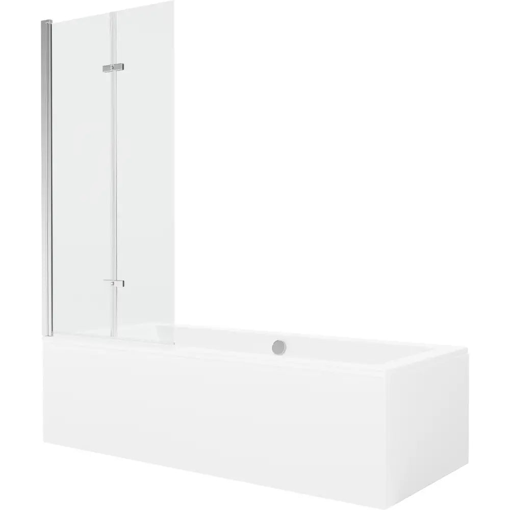 Mexen Cube Rektangulært Badekar 180x80 Cm med Kabinett og 2-delt Dusjvegg 80 Cm Gjennomsiktig Krom - 550518080x