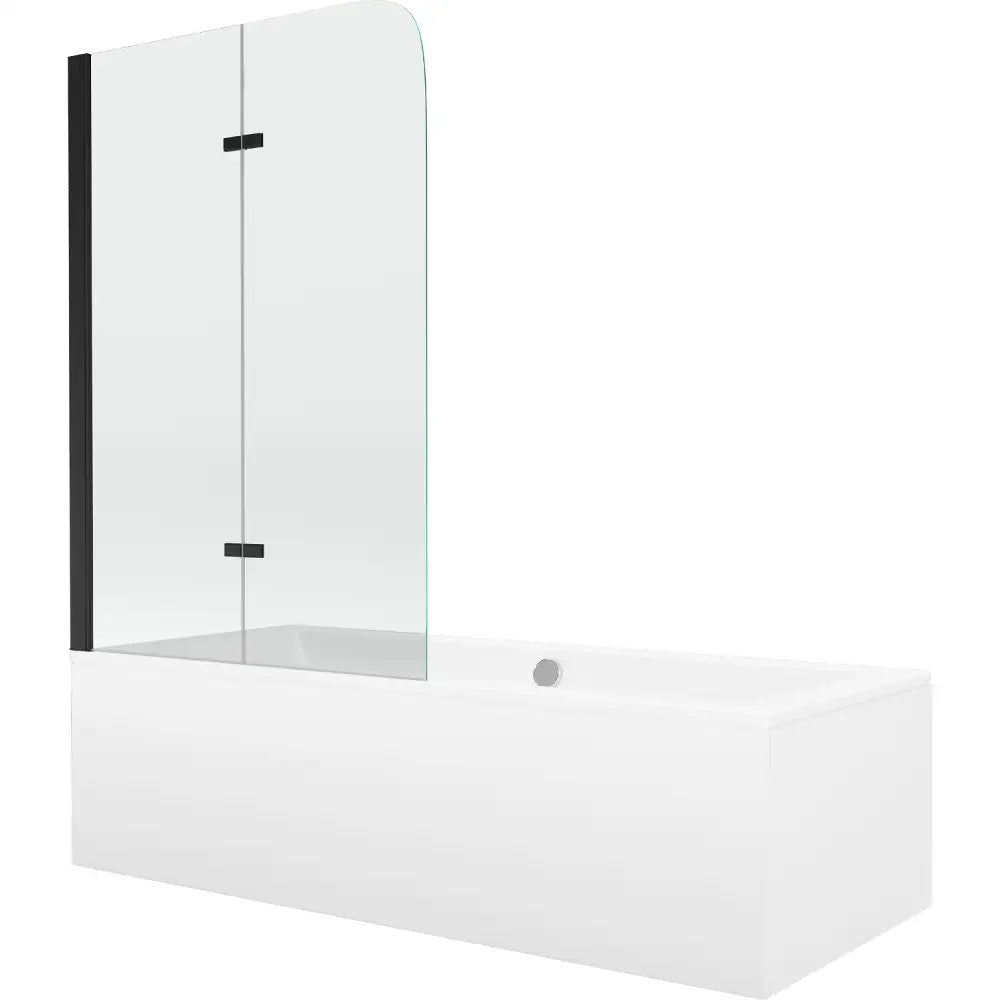 Mexen Cube Rektangulært Badekar 180x80 Cm med Kabinett og 2-delt Dusjvegg 100 Cm Gjennomsiktig Svart - 550518080x