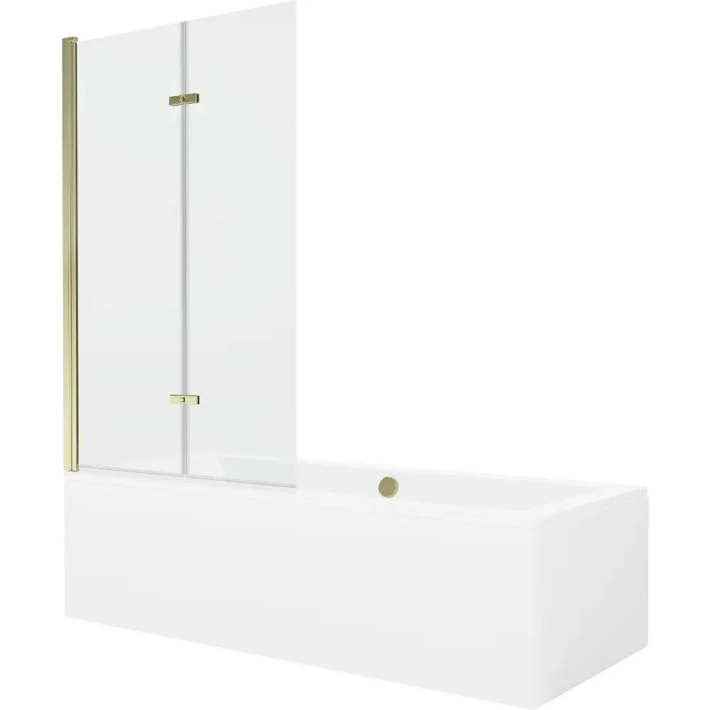 Mexen Cube Rektangulært Badekar 180x80 Cm med Kabinett og 2-delt Skjermvegg 100 Cm Gjennomsiktig Gull - 550518080x