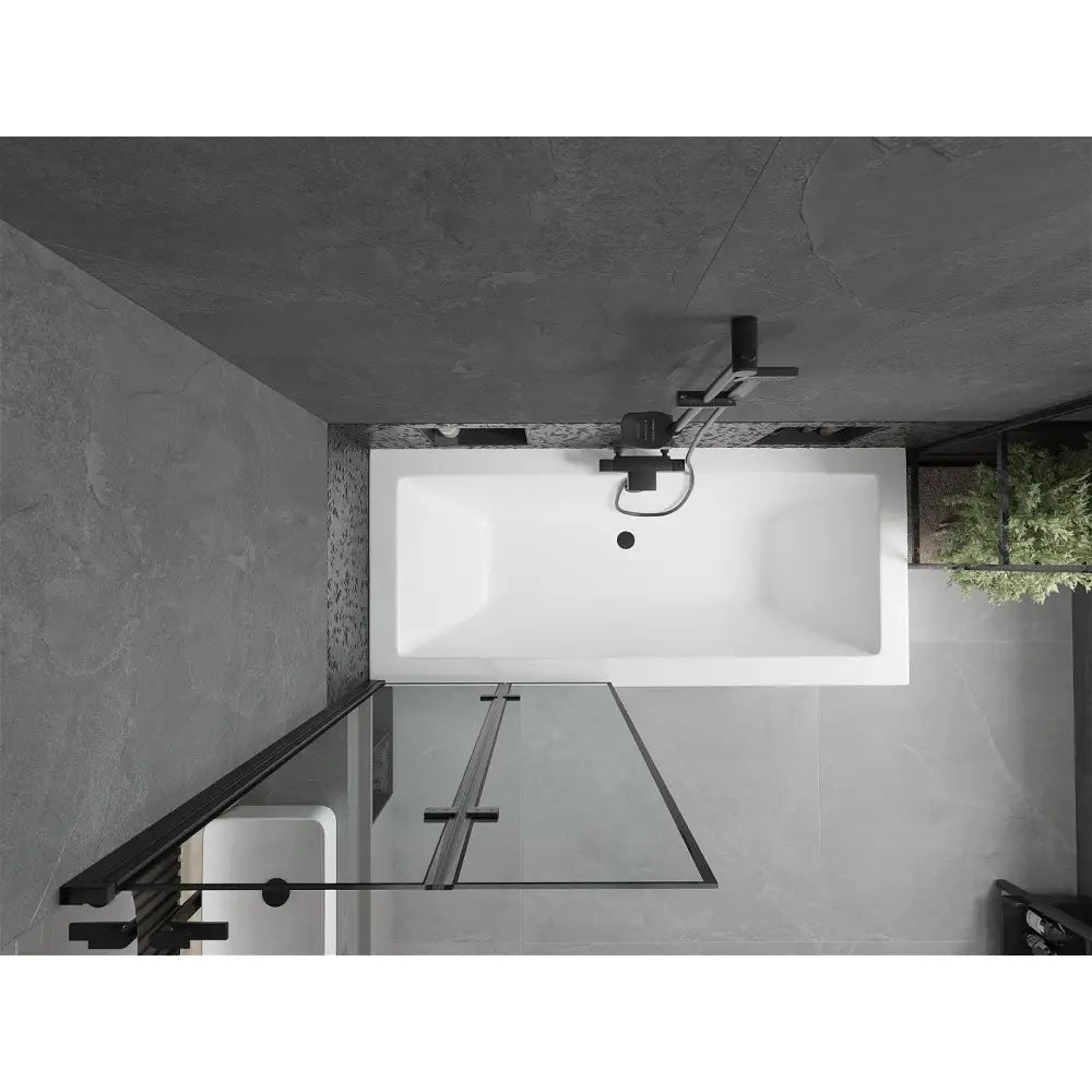 Mexen Cube Rektangulært Badekar 180x80 Cm med Kabinett og 2-delt Dusjvegg 80 Cm Svart Mønster - 550518080x