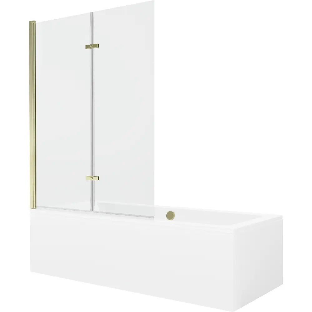 Mexen Cube Rektangulært Badekar 180x80 Cm med Kabinett og 2-delt Skjerm 120 Cm Gjennomsiktig Gull - 550518080x