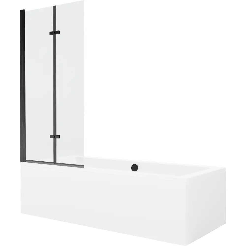 Mexen Cube Rektangulært Badekar 180x80 Cm med Kabinett og 2-delt Dusjvegg 80 Cm Gjennomsiktig Svart - 550518080x