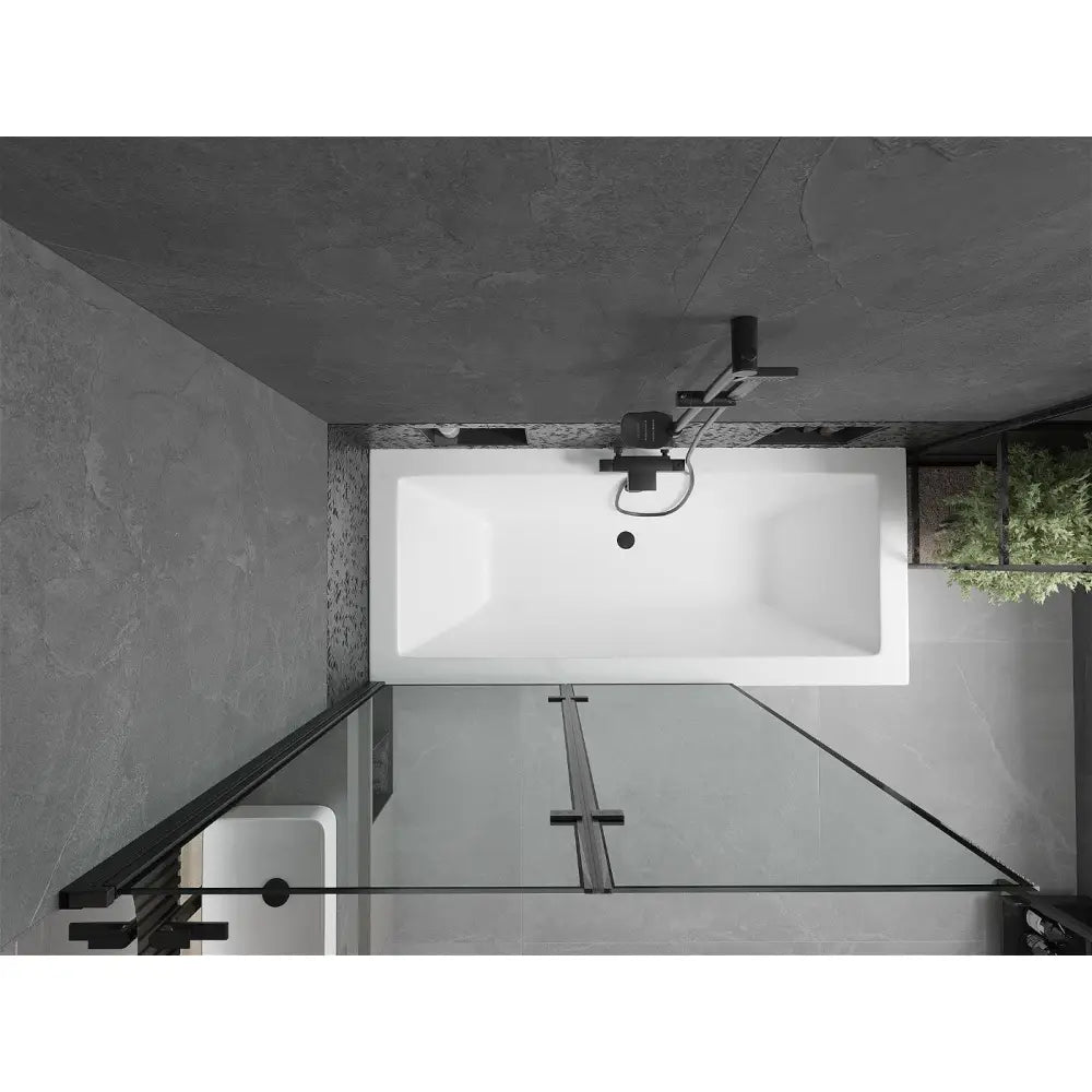 Mexen Cube Rektangulært Badekar 180x80 Cm med Kabinett og 2-delt Dusjvegg 120 Cm Svart Design - 550518080x
