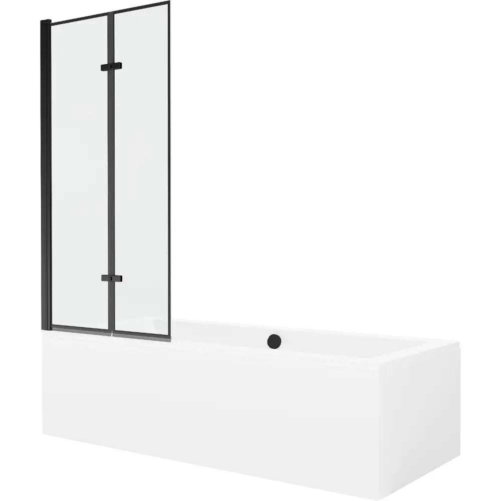 Mexen Cube Rektangulært Badekar 180x80 Cm med Kabinett og 2-delt Dusjvegg 80 Cm Svart Mønster - 550518080x