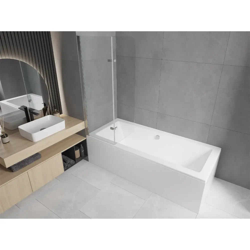Mexen Cube Rektangulært Badekar 180x80 Cm med Kabinett og 2-delt Dusjdør 80 Cm Gjennomsiktig Krom - 550518080x
