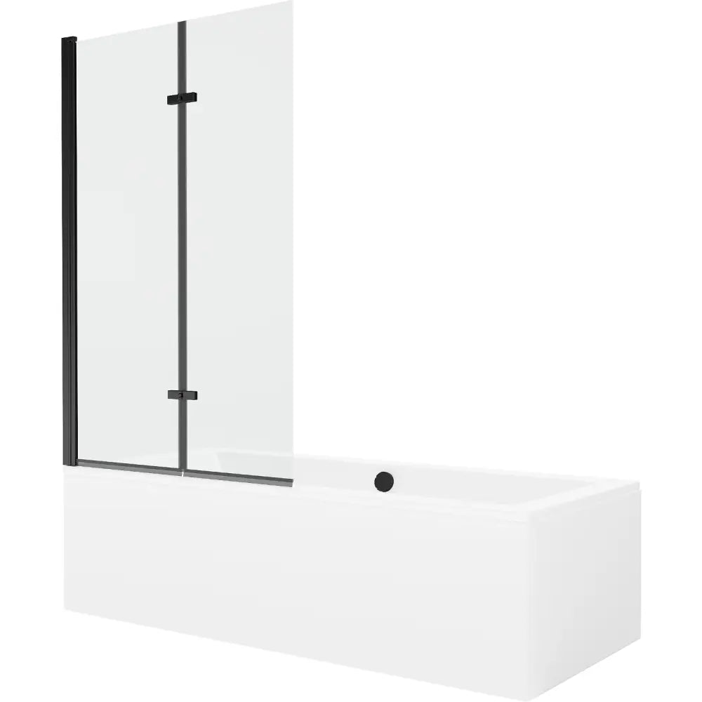 Mexen Cube Rektangulært Badekar 180x80 Cm med Kabinett og 2-delt Dør 100 Cm Gjennomsiktig Svart - 550518080x