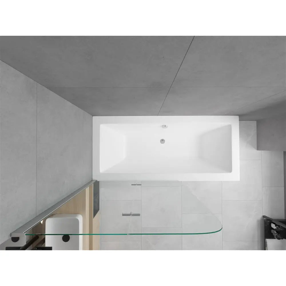 Mexen Cube Rektangulært Badekar 180x80 Cm med Kabinett og 2-delt Dusjvegg 100 Cm Transparent Krom - 550518080x.