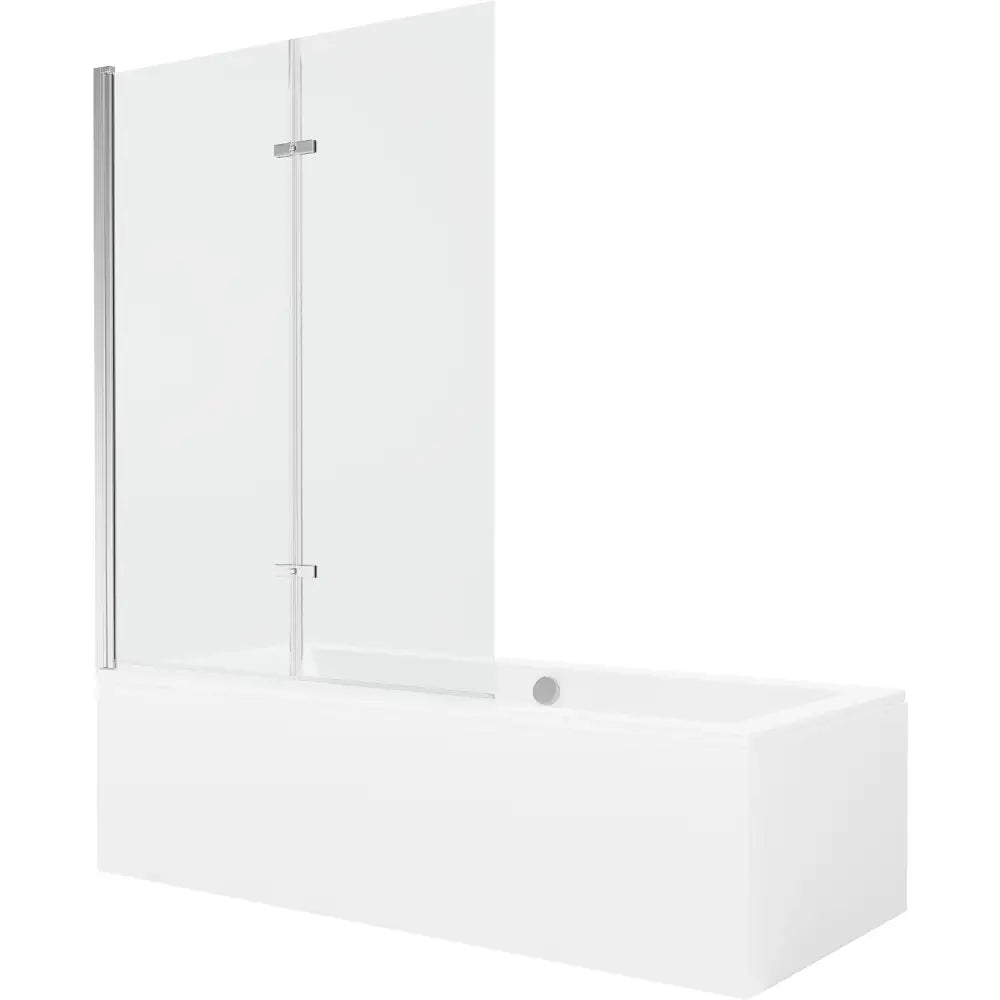Mexen Cube Rektangulært Badekar 180x80 Cm med Kabinett og 2-delt Dusjdør 120 Cm Gjennomsiktig Krom - 550518080x