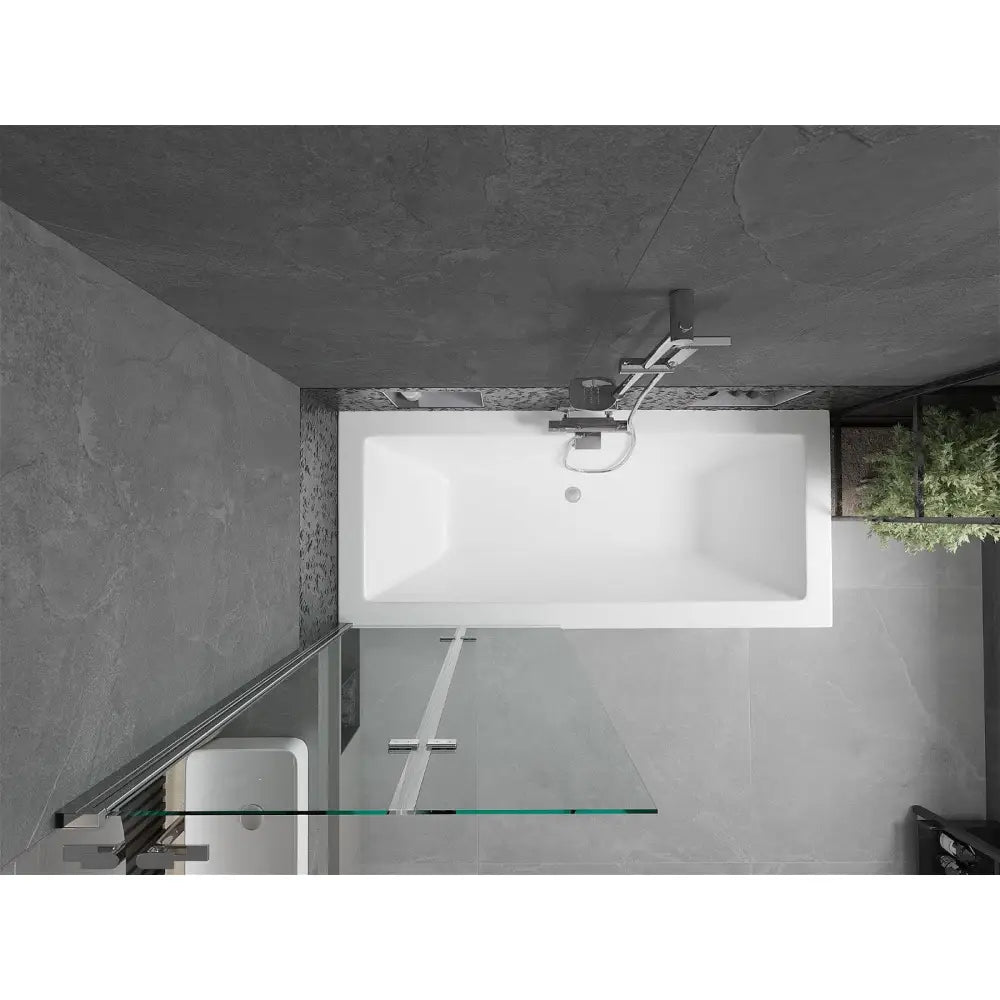 Mexen Cube Rektangulært Badekar 180x80 Cm med Kabinett og 2-delt Dusjvegg 80 Cm Gjennomsiktig Krom - 550518080x