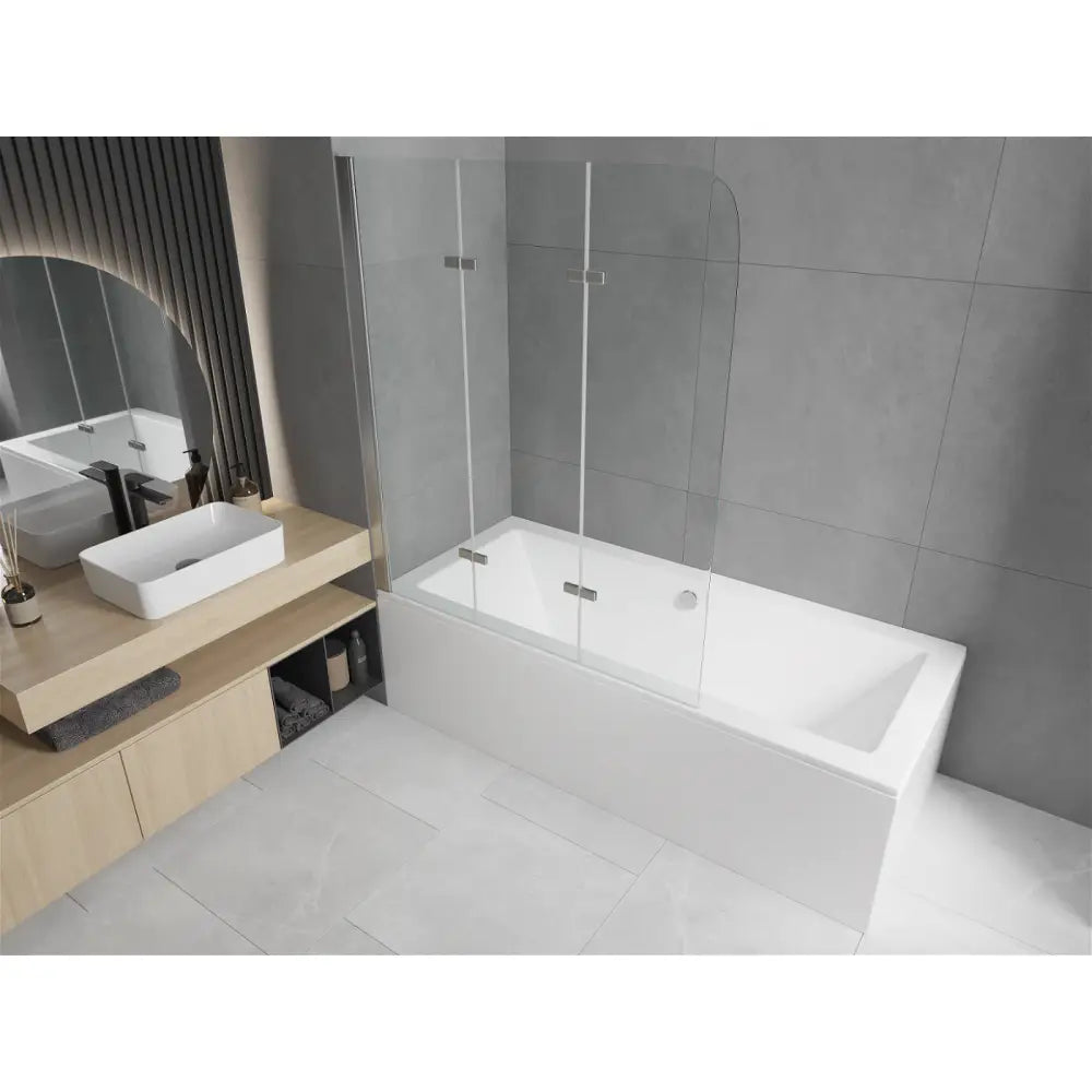 Mexen Cube Rektangulært Badekar 180x80 Cm med Kabinett og 3-delt Dusjvegg 120 Cm Transparent Krom - 550518080x