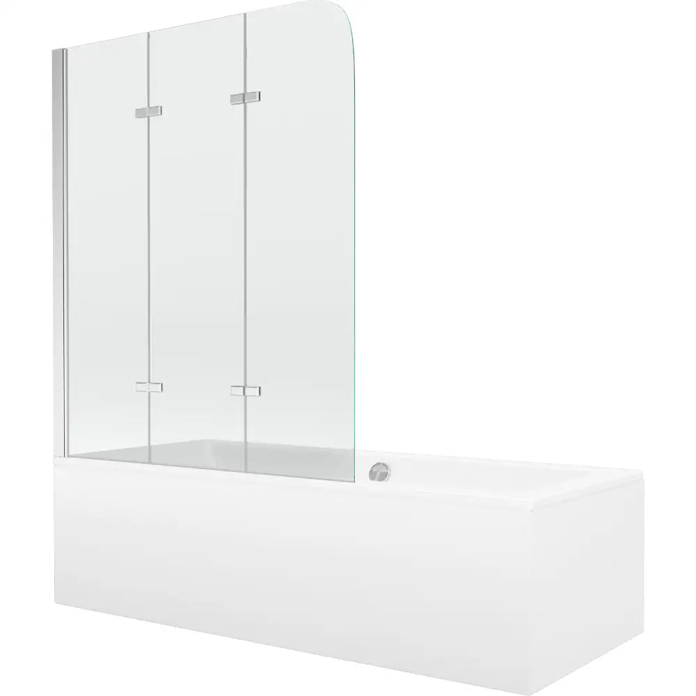 Mexen Cube Rektangulært Badekar 180x80 Cm med Kabinett og 3-delt Dusjvegg 120 Cm Transparent Krom - 550518080x