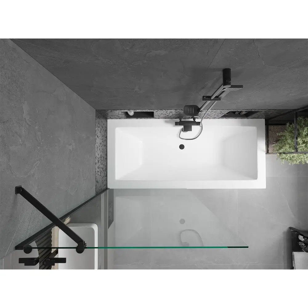 Mexen Cube Rektangulært Badekar 180x80 Cm med Kabinett og En-dørs Dusjvegg 90 Cm Transparent Svart - 550518080x
