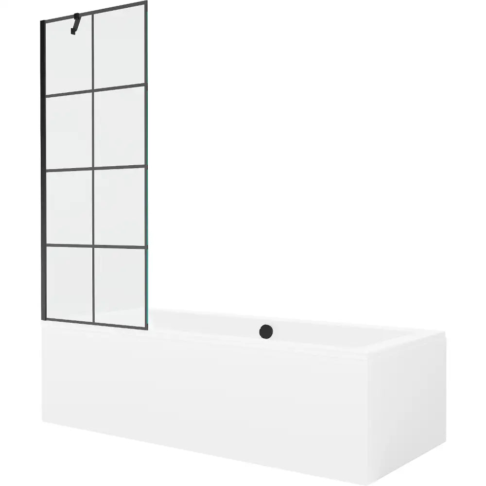 Mexen Cube Rektangulært Badekar 180x80 Cm med Kabinett og Enkelt Dør 70 Cm Skjerm Svart Mønster - 550518080x