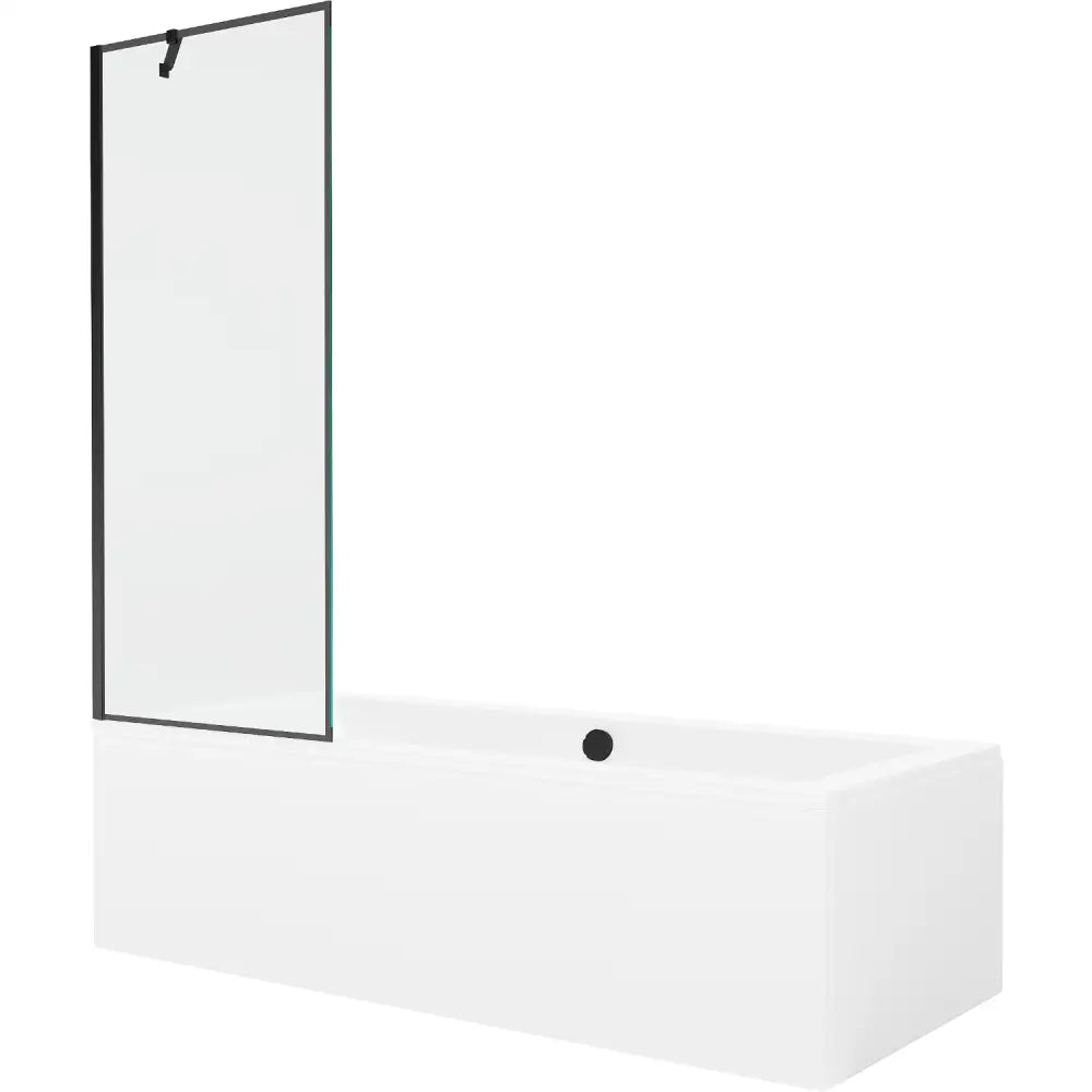 Mexen Cube Rektangulært Badekar 180x80 Cm med Kabinett og Enkelt 70 Cm Dusjvegg Svart Mønster - 550518080x.
