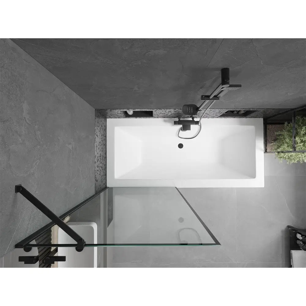 Mexen Cube Rektangulært Badekar 180x80 Cm med Kabinett og Enkelt 80 Cm Dørskjerm Svart Mønster - 550518080x