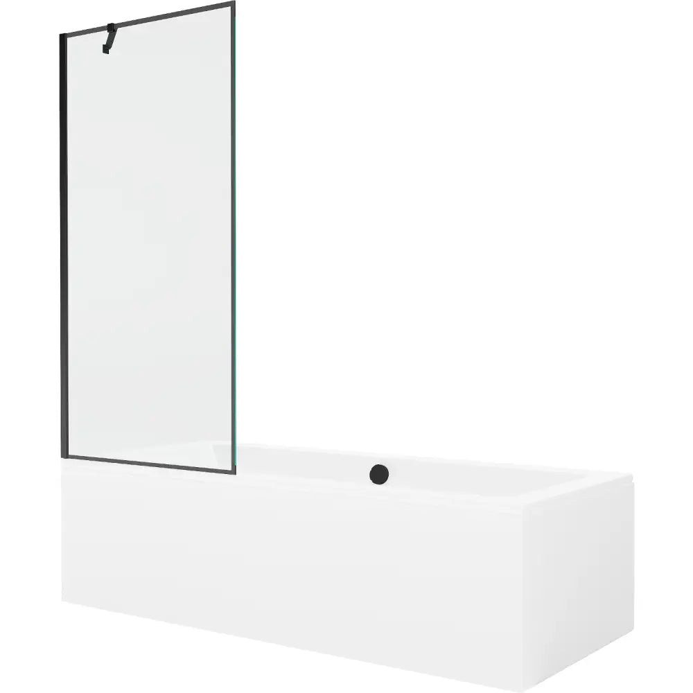 Mexen Cube Rektangulært Badekar 180x80 Cm med Kabinett og Enkelt 80 Cm Dørskjerm Svart Mønster - 550518080x
